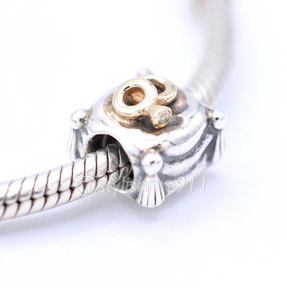 Authentic PANDORA Romantic Union Charm with 14K Gold and Diamond